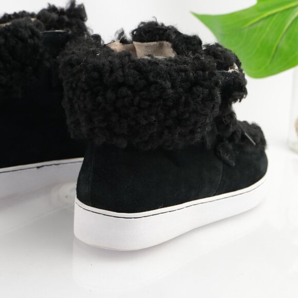 Vionic Womens Oak Boots Size 9 Black Suede Sherpa Lace Up Booties Sneaker Shoes - Picture 3 of 12